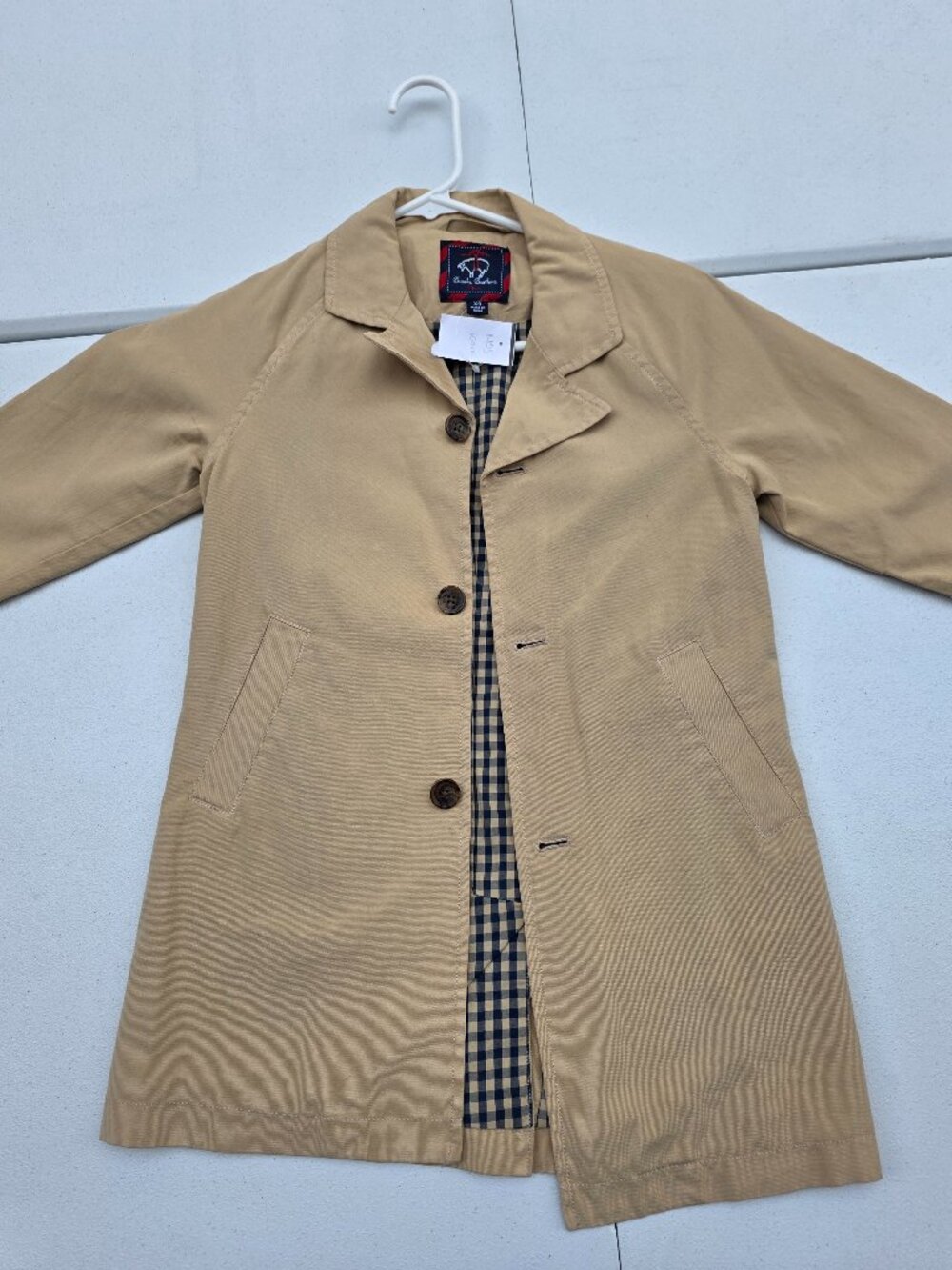 Brooks Brothers Trench Coat Nova Check Raincoat Jacket